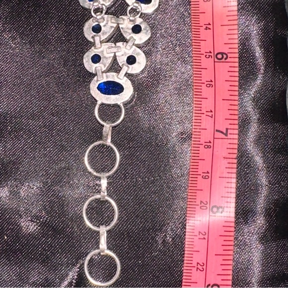 Sophisticated London Blue Topaz multi-gem cluster statement cuff Bracelet - Picture 8 of 12